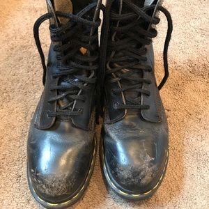 Vintage Dr. Martens steel-toe 10 eye boots. 8.5/6.5